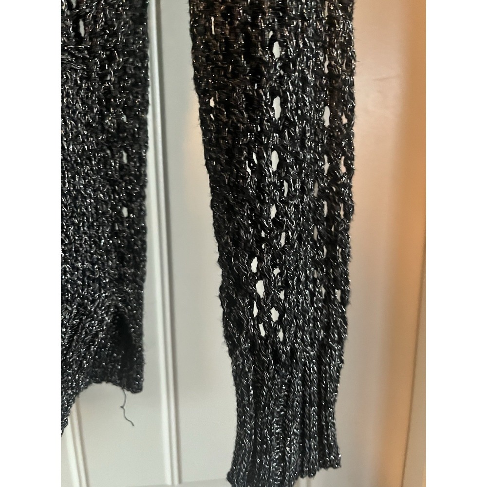 Jans Buffalo Delilah M Black Metallic Open Knit Mesh Sweater Sheer Long Sleeve - Picture 3 of 6